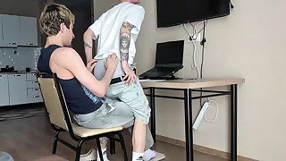without being prompted stepbrother to help with homework&comma; deepthroat blowjob coupled with ass fucking part 1