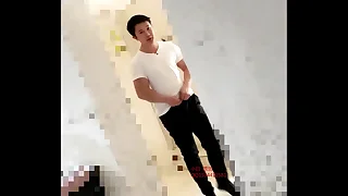 Asian boy cum in toilet