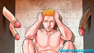 Atr&aacute;s das Grades - Fazendo fila pra comer o loirinho novato