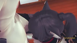 Genshin Impact Furry Yaoi 3D - Zhongli Cat Blowjob with POV & Cum far his mouth &lpar;Uncensored&rpar; - Japanese asian manga anime game porn yiff